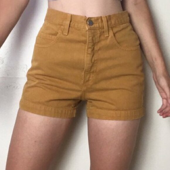 GUESS Vintage 90’s Shorts Dark Yellow Size 29 - Picture 4 of 6